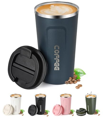 Senshuomy Travel Coffee Mug Spill Proof,Insulated Coffee Mug to Go,Coffee Tumbler,Reusable Coffee Cups with Seal Lid,Thermos Cup for Keep Hot/Ice Coffee,Tea and Beer (Blue/510ml)
