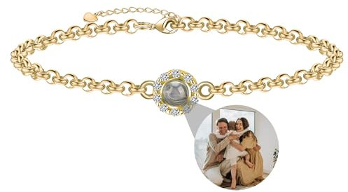 Zopmopae Personalisiertes Armband mit Bild innen, Individuelle Foto Projektion Armband, Kreis Bild Armband personalisiert, Foto-Gedenk-Armband für Frauen Freundin Mutter Männer Haustiere