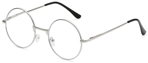 ABETOS Lesebrille Rund Metall Brille Herren Damen Federscharnier Retro Runde Rahmen Sehhilfe Lesehilfe +0,0, +1,0, +1,5, +2,0, +2,5, +3,0