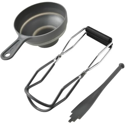 Decorhome Equipo de conservas – Juego de 3 herramientas plegables para enlatar para el hogar con estructura incluida, embudo para cocina, herramienta de enlatado al vacío, Einma