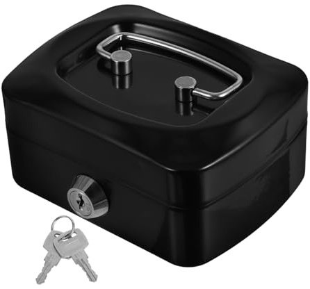 EXCEART Caisse Métallique Mini Avec Serrure À Clé Coffre-fort Portable Pour Garçon Fille Et Adultes Pour Collection De Monnaie Et Économie Boîte De Sécurité Avec Poignée Et Compartiments