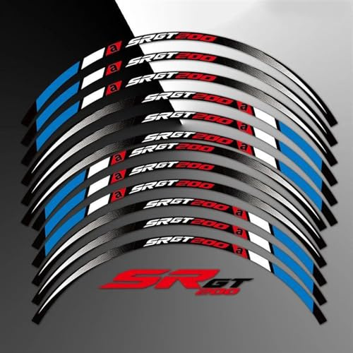 JAYWIS Moto Llantas Pegatinas Adhesivo Reflectante para Rueda De Motocicleta, Cinta Adhesiva para Llanta, Accesorios Impermeables para Aprilia SRGT200 SR GT 200 Ruedas Calcomanías(Azul)
