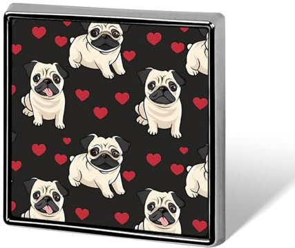 Quadratischer Anstecker mit Mops-Hund, Metall, Anstecknadel, individuelle Brosche, Gedenknadeln für Frauen und Männer