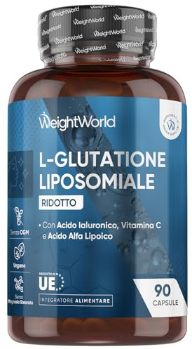 Glutatión Liposomal Reducido, 90 Cápsulas Veganas - Con Vitamina C, Ácido Hialurónico, Ácido Alfa Lipoico y Fosfatidilcolina, Sin OGM ni Estearato de Magnesio