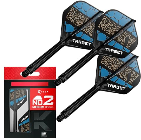 Target Darts Josh Rock K Flex Flights und Schaft System, No.2 | 3er-Pack Kflex All In One Flights, Player Edition Darts Zubehör | K-Flex Dartschaft Short/Intermediate/Medium