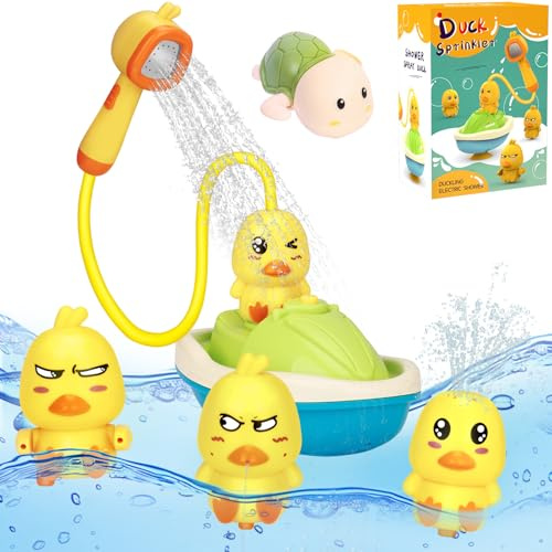 KIMIGO Juguetes de BañO para Bebé,Juego de Juguetes de BañO de Pato,Regadera BañO Bebe,Juegos para Lavado de Cabello Infantil,con Bomba de Agua,para NiñO O NiñA de 1,2 O 3 AñOs