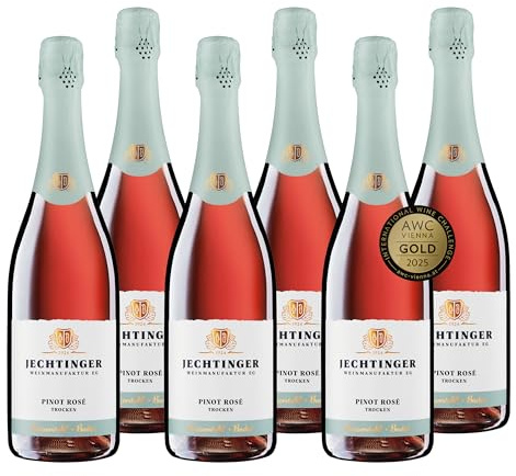 Jechtinger Pinot Rosé Sekt trocken - GOLD 2025 AWC Vienna - Elegant, erfrischender Sekt Rosé, mit fruchtigen Aromen, ideal als Aperitif geeignet - Anbaugebiet Kaiserstuhl (6 x 0,75l)