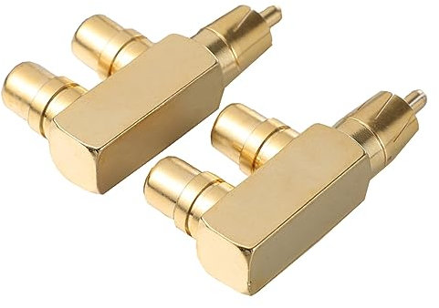 Vaguelly 2pcs Right Angle Splitter Adapter Plated Audio Connection for Tight Spaces Male to Female for Mixer Subwoofer and Audio Equipment