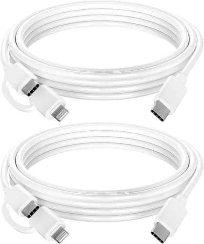 Nikolable 2M USB C to USB C&Lightning Cable, 2Pack iPhone iPad Charger Cable 60W Multi Fast Charger Cord for iPhone 16 15 14 13 12 Pro Max Mini, iPad, iPod, Samsung, Google, Laptop
