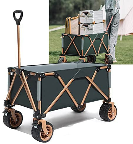 Chariot de camping pliable sur roulettes - Chariot de jardin portable - Chariot de plage avec capacité de 150 l - Chariot utilitaire pliable d'extérieur pour un transport facile