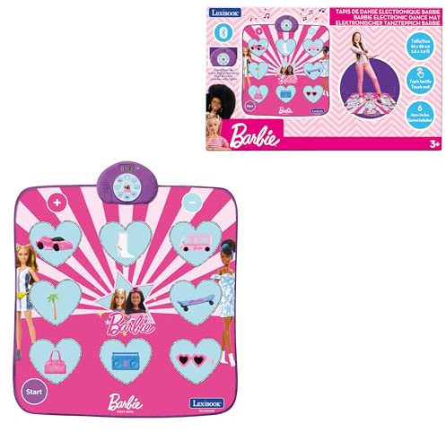 Lexibook, Mattel Barbie, Tappeto da danza elettronico Barbie, Bluetooth e luminoso con 6 modalità di gioco, Rosa, DM10BB