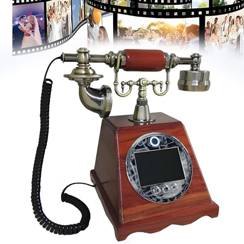 Hrxllb New Video Audio Guest Book Wedding Phone, 128G 1080P HD Video Audio Phone Guestbook, Creative Record Audio GuestBook for Wedding Bridal Shower, Birthday, Graduations, Baby Shower(A)