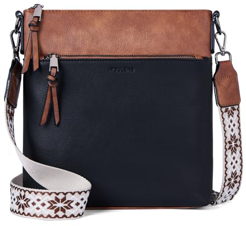 Roulens Mittel Damen Umhängetaschen, Leicht Damen Schultertasche aus Veganes Leder, Crossbody Bags für Frauen mit Verstellbar Abnehmbar Breiter Gurt