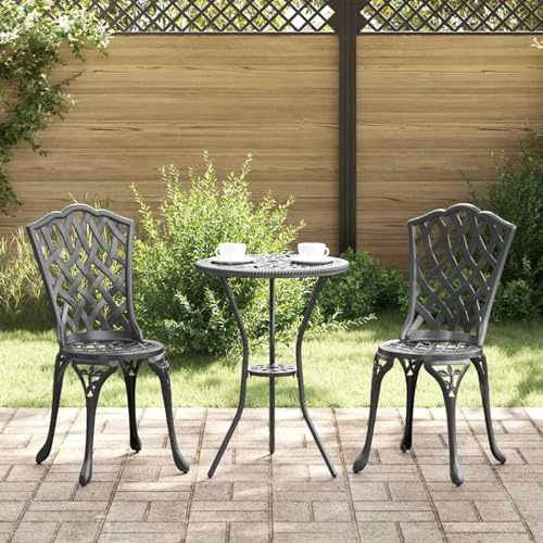 Tidyard Schwarz Aluminium Standard Atmungsaktives Design Gartenstuhl, Gartenstühle Terrassenstuhl für Garten Pool Terrasse Esszimmer Gartenmöbel42002395