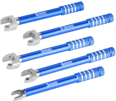 BRCatWPark RC 3/4/5/5.5/6MM Turnbuckle Wrench Spanner for RC Crawler Car,Medium Carbon Steel Links Wrench,Multi-Function Turnbuckle Nut Ball Joint Remover RC Repair Tool,(5Pcs Navy Blue)