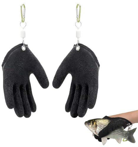 DIFLAX Guantes De Pesca, 1 Par Guantes Anticortes Y Antimordeduras Con Cierre Magnético, Impermeables Para Lucio, Siluro, Lucioperca
