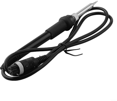 CashMuch Soldering Iron Replacement Handle For 936 Soldering Station, 5-Pin 5-Hole Design, Heat-Ant Silicone Grip, Black Rubber And Metal Construction