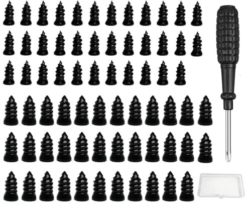 RUILILANG 70 Pcs Tyre Repair Screws, Vacuum Tyre Repair Nail Kit with Screwdriver, Self-Service Car Tyre- Repair- Kit for Bike Auto Motorcycle Truck