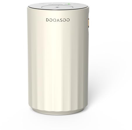 DOQASOO Wasserloser Aroma Diffuser Kabellos,96H Akku Leiser Diffusor | Ätherische Öle Ohne Wasse Mit Timer & 4 Nebel Ebenen- Tragbar für Zuhause, Büro & Auto Weiß