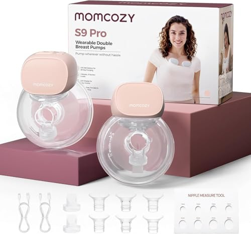 Momcozy S9 Pro Wearable Breast Pump, Hands-Free Double Electric Pump, Pink
