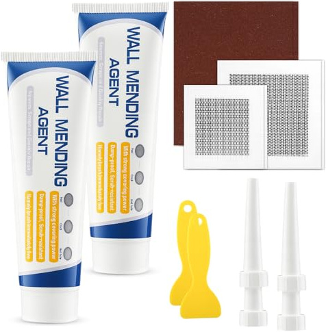 Wall Filler Repair Kit,Quick Drying Plaster Patch Repair for Holes | with Walls Mending Agent White,Scraper,Sandpaper and Repair Patch,Wall Repair Cream for Peeling Graffiti Crack