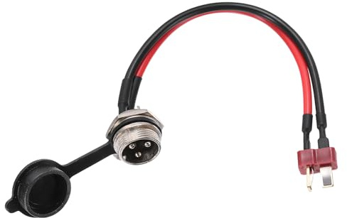 sourcing map 2 Pcs 3 Pin Electric Scooter Charging Port, Aviation Head Electric Scooter Charger Port with T Plug Waterproof Cover for E-Scooter Battery Charging, 7.09 Inch