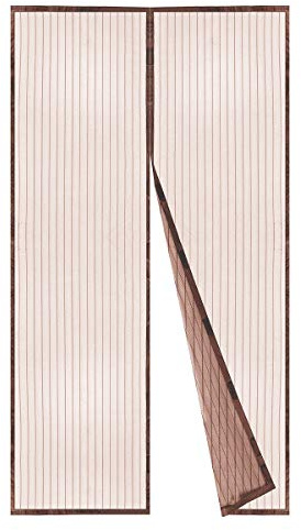 BricoShopping® Zanzariera Magnetica REGOLABILE con MAGNETE CONTINUO per Finestre Balconi In Legno Alluminio (145 Marrone)