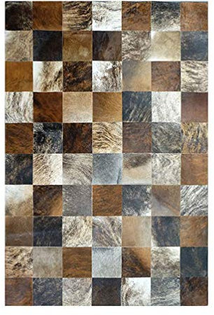 Vip Leather NEU KUHFELL Patchwork Teppich Cod 28858HRD (90 x 120 cm)