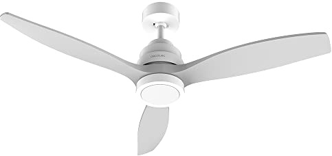 Cecotec Deckenventilator EnergySIlence Aero 5200 Black Design. 40 W, 52“ mit DC Motor, LED Beleuchtung und Fernbedienung (Glattes Finish, White Design) | LED-Licht, 3 Lichtfarben, Fernbedienung, Timer bis 8 Std., 6 Stufen, 38 W DC-Motor, 3 Rotorblätter, Sommer-/Winter-Funktion