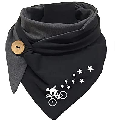 Hiseng Damen Schals Groß Dreieck Winter Dreieckstuch Warmer Button Lieblingsschal Scarf Fransen Knopf Karoschal Poncho Soft Wrap Lange Stola Fransen Poncho (165x90cm,Fünfzackiger Stern)