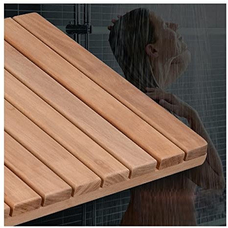 SHUITUKOUU Tapis De Bain en Bois,Caillebotis Bois,Planche De Bain en Bois, Caillebotis, Tapis De Sol en Bois pour La Maison Tapis De Douche Extérieur Personnalisable,75x100cm/30x39in