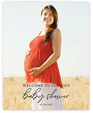 Andaz Press 16X20 Inch Personalized Baby Shower Canvas Welcome Sign, Custom Personalized Baby Shower Welcome Sign With Photo, Welcome Sign For Baby Shower Entrance, Baby Shower Welcome Signs For Easel