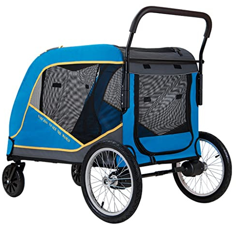 KITCISSL Hundebuggy für Große Hunde, Große Hundewagen Buggy Reiseträger Hundebuggy Senioren Hundewagen, Große Hundewagen Hundebuggy Kinderwagen für Mehrere Hunde und Katzen (Color : Blauw)