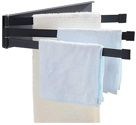 Handtuchhalter Wand Handtuchständer Bad Um 180 ° Drehbarer Handtuchhalter, An Der Wand Befestigter Handtuchhalter, Badezimmerregal, Klappbarer Handtuchhalter Aus Schmiedeeisen Mit Drei Stangen Handtuc