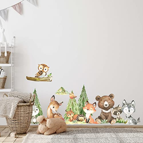 WANDKIND Waldtiere Wandtattoo Kinderzimmer V410 | handgezeichnet | AUFKLEBER Kindergarten | Babyzimmer Wandsticker Wanddeko Dekoration Abenteuer in der Natur (130 x 130 cm)
