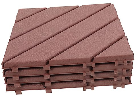 OSALADI Interlocking Decking Tiles 4pcs Patio Plastic Deck Tiles Imitation Wood Outdoor Flooring Balcony Backyard