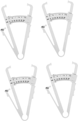 GLEAVI 4 Stück Fetter Bremssattel Hautfaltentest Hautdickentest body fat caliper körperfett messung taschenrechner Körperfetttester tragbarer Körperfettmessschieber Handlich Maßband Weiß