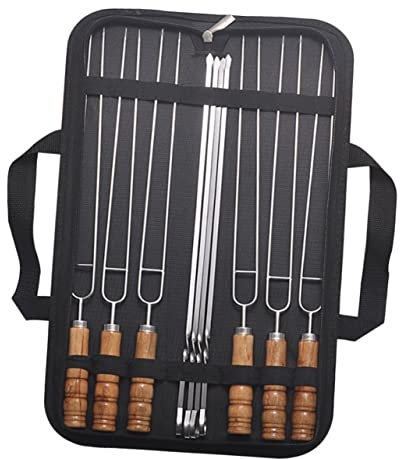 Sosoport 10stücke Teiliges Edelstahl Grillspieße Mit Holzgriff Wiederverwendbare Und Gemüse-spieße Für Bbq Camping Und Grillen Langlebig Und Leicht Zu Reinigen