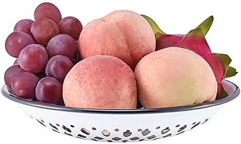 TISTIK Fruit Bowl Obstschale Vintage Emaille Sieb Servierschale Beerensieb Belüftete Obstschale für Küchentheke Brotschale Früchtekorb