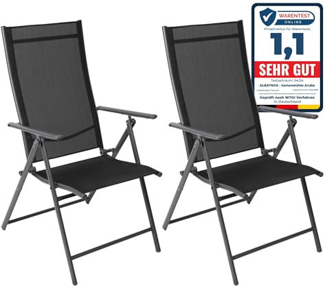 Albatros Aruba - Juego de 2 sillas de jardín plegables con estructura de metal resistente y alta capacidad de carga, cómodas sillas plegables también como sillas de terraza o balcón
