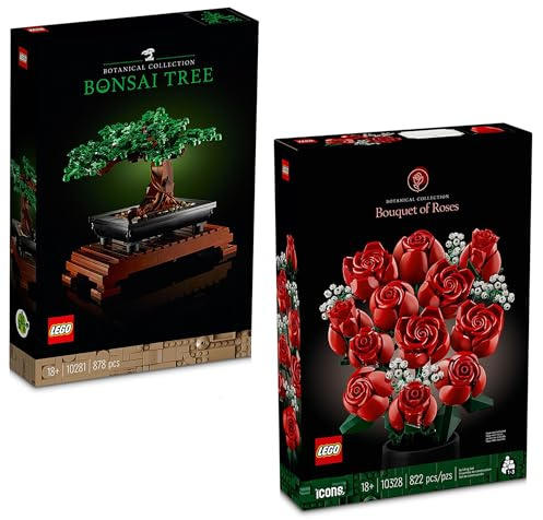 BRICK Flip Lego Fleurs Lot de 2 : 10281 Bonsaï Arbre & 10328 Bouquet de roses | Collection Botanical | Icônes