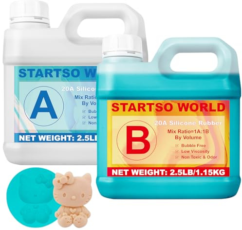 STARTSO WORLD Abformsilikon, 2L 20A Flüssiges Silikon/Gießsilikon, Grün Silikonkautschuk für den Formenbau, ideal für DIY Harzformen, Kerzenform, Seifenform, Gießen, Basteln