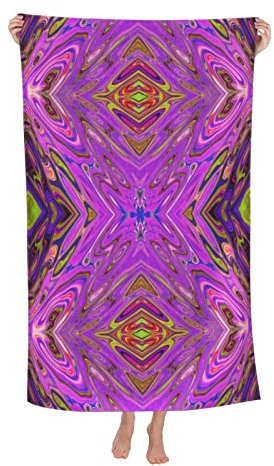 Strand Handtuch Trippy Rosa Und Lila Abstraktes Muster Duschtücher Schnell Trocknendes Badehandtuch Weiches Mikrofaser Handtücher, Für Schwimmen, Reise, Strand, 80x130cm