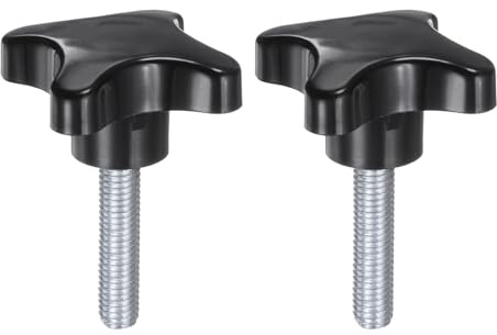 QUARKZMAN 2 Stück Rändelschrauben mit Kreuzgriff M10 x 40mm Sterngriffschraube Kunststoff Knopf Verzinkter Kohlenstoffstahl Gewinde Klemmschraube Sterngriffmutter Klemmknopf für Maschine