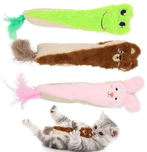 BSITSSS 3 Stück Katzenspielzeug, Katzenminze Spielzeug mit Knitterpapier, Katzenminze Kissen, Plüsch Spielzeug Interaktives katzenspielzeug fur Katze und Kätzchen