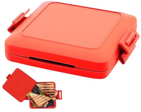 2024 New Microwave Toastie Sandwich Maker, Microwave Grilled Cheese Maker,Micro Munchy Microwave Toastie Maker, Toastie Maker with Adjustable Silicone Straps, No Electricity, Wireless (Red)