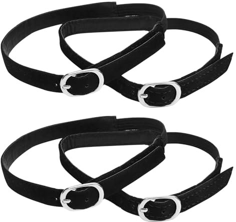 Ptwola 4 correas de tobillo desmontables negras con tacón alto, ajustables, de piel sintética, accesorios de repuesto para mujeres y niñas que sostienen bombas sueltas, color negro