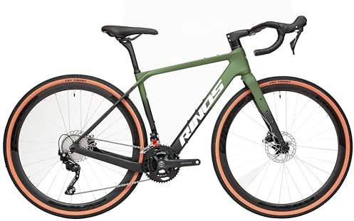 Rinos Sandman 4 Carbon Gravel Bike – GRX 400 20-Gang Schaltung – TORAY T800 Carbon Rahmen & Gabel – Hydraulische Scheibenbremsen – 28 Zoll / 700C Gravel Fahrrad (Black Forest, L (56cm))