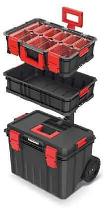 Professional Tool Trolley Sets 3-in-1 and 6-in-1 Modular Solution Portable Tool Boxes with Organizers, Compartments, Durable ABS Latches, and Metal Hinges (Modular Solution 3 in 1)
