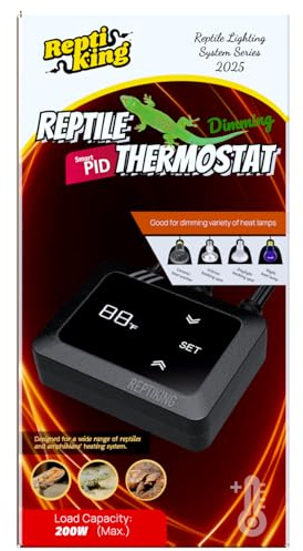 ReptiKing Reptile Dimming Thermostat, Heat Lamp Temperature Controller, Reptile Terrarium PID Digital Thermostat, Heating Controller for Basking Spot Heat Bulbs and Ceramic Heat Emitter